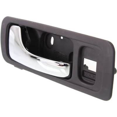 Rareelectrical - Left Front Interior Door Handle Compatible With 1996-2004 Acura Rl Gray Bezel Chrome Lever With Lock - Image 2