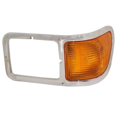 Left Hand Headlight Bezel With Parking Light Compatible With 2000-2015 Ford F-650 F-750 Chrome