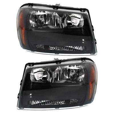 New Pair Of Halogen Headlight Compatible With Chevrolet Trailblazer Lt Sport 2006-2009 By Part