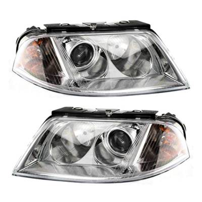 New Pair Of Halogen Headlight Compatible With Volkswagen Passat W8 Sedan Wagon 2002-2004 By Part