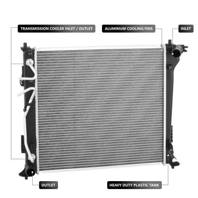 Rareelectrical - Engine Radiator Compatible With 2017-2020 Kia Sportage 2.4L 2.0L I4 240Hp Replaces 13607 25310 D3310 - Image 2