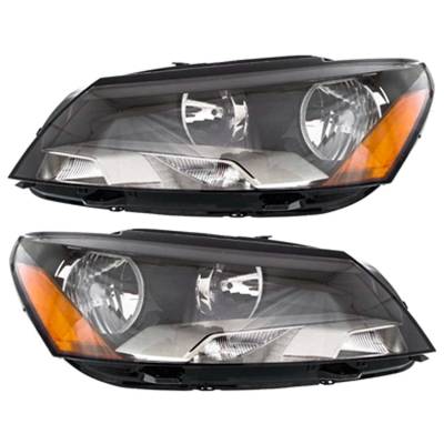 New Pair Of Halogen Headlight Compatible With Volkswagen Passat Sedan 2012 By Part Number