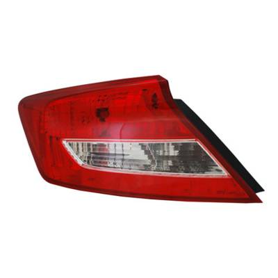 Left Driver Side Tail Light Assembly Compatible With Honda Civic Coupe 2012-2013 Lx Ex Si 1.8L R18z1