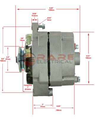 Rareelectrical - New Alternator Compatible With 10Si Delco 1 Wire Self Energizing Hookup 50 Amp 24 Volt Se24vv - Image 3