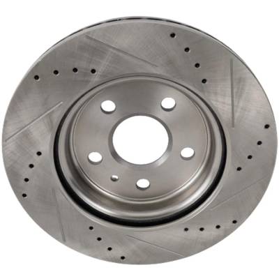 RAREELECTRICAL - New Cross-Drilled And Slotted Brake Disc Compatible With Cadillac Chevrolet Impala Lt 6 Cyl 3.6L Ct6 - Image 2