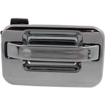 Rear Passenger Side Exterior Door Handle Compatible With 2004-2014 Ford F-150 Chrome Without Key