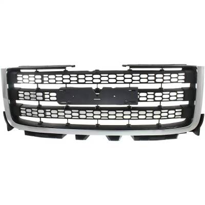 New Chrome Shell Grille Assembly Compatible With Gmc Sierra 3500 Hd Sle 8 Cyl 6.0L Sierra 2500 Hd