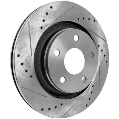 RAREELECTRICAL - New Cross-Drilled And Slotted Brake Disc Compatible With Jeep Wrangler X 6 Cyl 3.8L Wrangler Sport S - Image 2