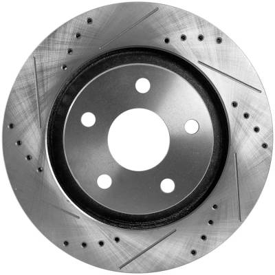 OEM Grade Cross-Drilled And Slotted Brake Disc Compatible With Jeep Wrangler Jk Unlimited Sport S 6
