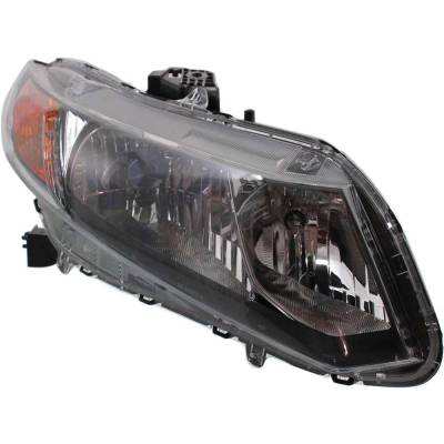 Rareelectrical - Headlight Compatible With 2012 Honda Civic 1.8L 2.4L I4 R18z1 K24z7 Right Passenger Side Halogen - Image 1