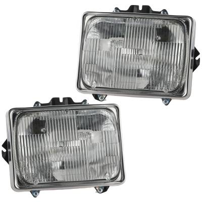 New Pair Of Headlights Compatible With Ford E-100 Econoline Base Chateau Custom Xl 1979-2014 By Part
