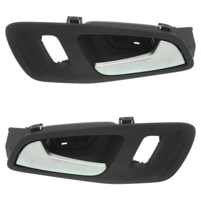 Rareelectrical - Front Pair Interior Door Handle Compatible With 2014-2018 Ford Transit Chrome Lever With Black Bezel - Image 4