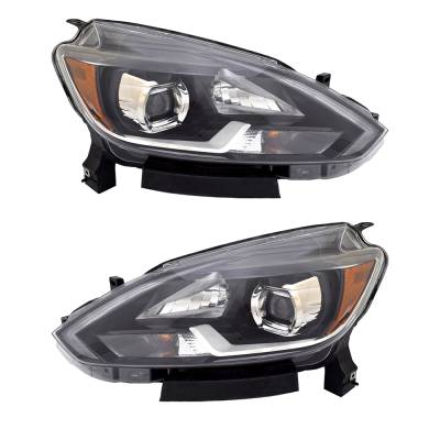 New Pair Of Headlights Compatible With Nissan Sentra Sl Sedan 4-Door 1.8L 2016 2017 By Part Number