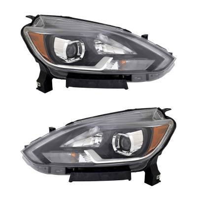 Rareelectrical - New Pair Of Headlights Compatible With Nissan Sentra Sl Sedan Plastic Led Bulb High And Low Beam - Image 1