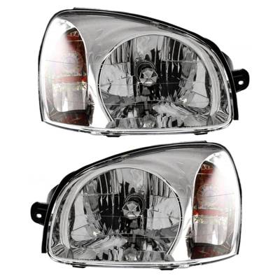 New Pair Of Headlight Compatible With Hyundai Santa Fe Base Sport Utility 2.4L 2003-2005 By Part