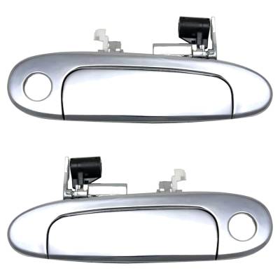 Front Driver And Passenger Side Exterior Door Handle Compatible With 2000-2005 Toyota Echo Chrome