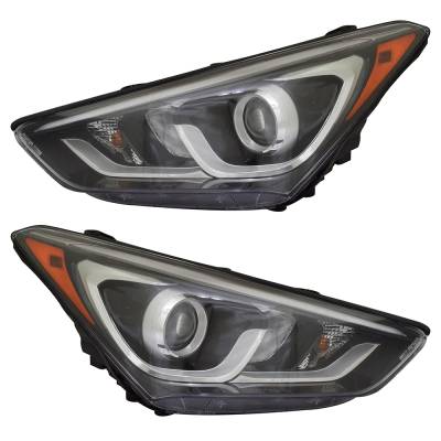 Rareelectrical - New Pair Of Headlights Compatible With Hyundai Santa Fe Sport 2.0T 2.0L 2017 2018 By Part Number - Image 1