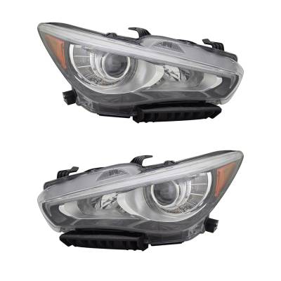 Rareelectrical - New Pair Of Headlights Compatible With Infiniti Q50 Signature Edition Sedan 2019 2020 2021 By Part - Image 1