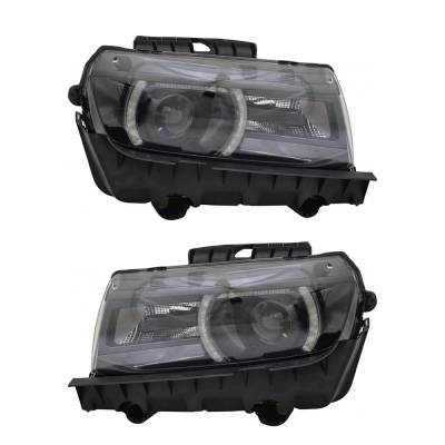 New Pair Of Headlights Compatible With Chevrolet Camaro Lt Coupe 2014 2015 By Part Numbers Gm2503392