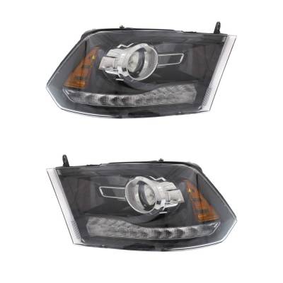 New Pair Of Halogen Headlights Compatible With Ram 1500 Hfe Extended 3.0L 3.6L 2016 2017 2018 By