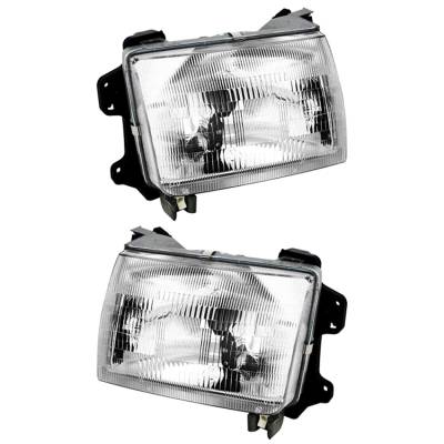 New Pair Of Headlights Compatible With Nissan Frontier Se Xe Crew Cab Pickup 3.3L 2000 By Part