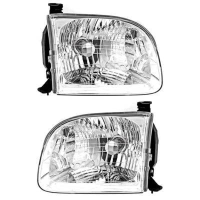New Pair Of Halogen Headlights Compatible With Toyota Tundra Sr5 Crew Cab Pickup 4 Door 4.7L 2004 By