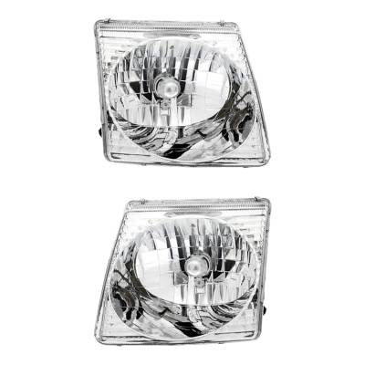 New Pair Of Halogen Headlights Compatible With Ford Explorer Sport Trac Xls Xlt Crew Cab Pickup 4.0L