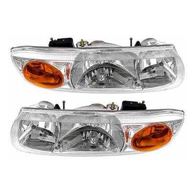 Rareelectrical - New Pair Halogen Headlights Compatible With Saturn Sl Base Sedan 1.9L 2000 2001 2002 By Part Number - Image 1