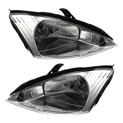 New Pair Of Halogen Headlights Compatible With Ford Focus Lx Se Zts Sedan 2.0L 2000 2001 2002 By