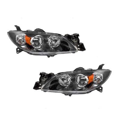 New Pair Headlights Compatible With Mazda 3 Sedan 2004-09 Ma2518108 Bn8p-51-0K0d Bn8p510l0d