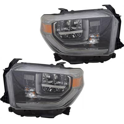 New Pair Of Headlights Compatible With Toyota Tundra Limited Crew Cab Pickup 5.7L 2018 By Part