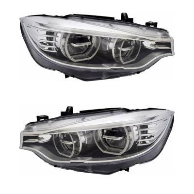 Rareelectrical - New Pair Of Headlights Compatible With Bmw 428I Base Coupe Plastic Led Bulb High And Low Beam - Image 1