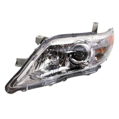 Halogen Headlight Assembly Left Driver Side Compatible With 2010-2011 Toyota Camry Projector Black