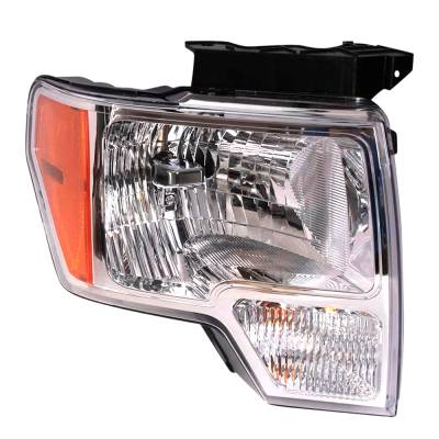 Composite Headlight Assembly Right Passenger Side Fits 2011-2014 Ford F-150 Halogen H13 Chrome