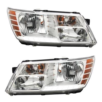 Halogen Headlight Assembly Left Driver Side And Right Passenger Side Fits 2009-2018 Dodge Journey