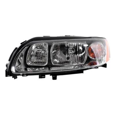 Halogen Headlight Assembly Left Driver Side Compatible With 2005-2009 Volvo S60 Clear Lens Black