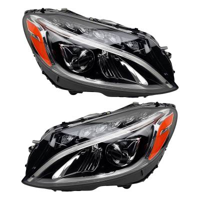 Rareelectrical - New Pair Of Headlights Compatible With Mercedes-Benz C250 Coupe Hid Bulb High Low Beam Clear Lens - Image 1