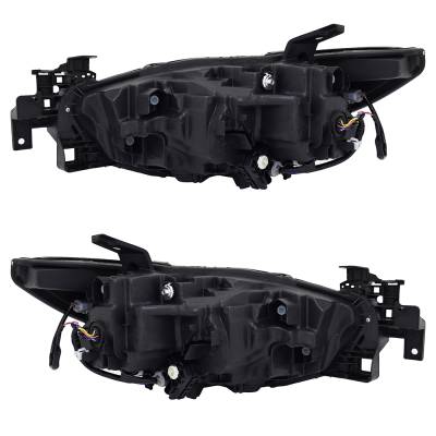 Rareelectrical - New Pair Of Headlights Compatible With Mazda 6 Grand Touring Sedan Plastic Led Bulb High And Low - Image 2