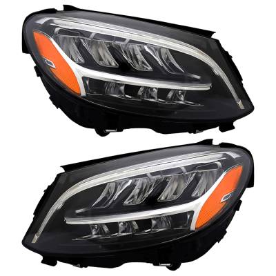 Rareelectrical - New Headlight Pair Compatible With Mercedes-Benz C43 Amg 4Matic Convertible Halogen Bulb High And - Image 1