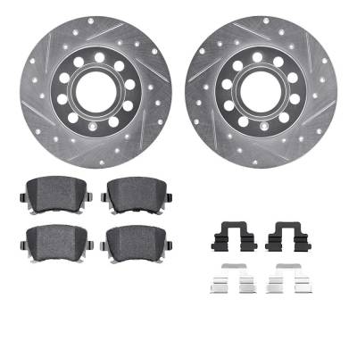 New Cross-Drilled Brake Disc And Pad Kit Compatible With Audi Volkswagen Jetta Trendline 5 Cyl 2.5L