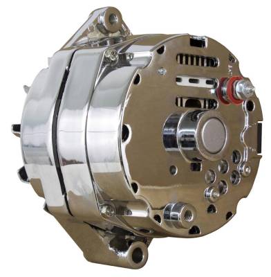 Rareelectrical - New Chrome Bbc Sbc Chevy Alternator Compatible With 110 Amp 1 Wire Ho Self Exciting Energizing By - Image 2