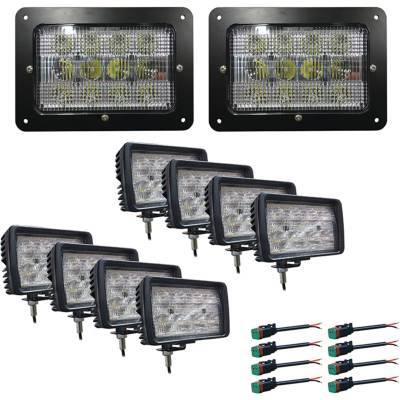 Complete 18-Piece Led Hood And Work Light Kit Compatible With Case Ih 9240 9250 9260 9310 9330 9350