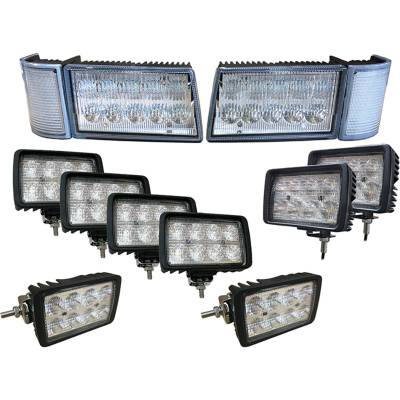 10-Piece Led Headlight Cab Fender Work Light Kit Compatible With 1997-1999 Case Ih Mx110 Mx120 Mx135