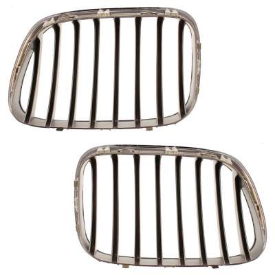 Rareelectrical - Pair Chrome Kidney Grille L+R Set W/ Silver Insert Compatible With 2000-2003 Bmw X5 4.4I 4.4L - Image 4