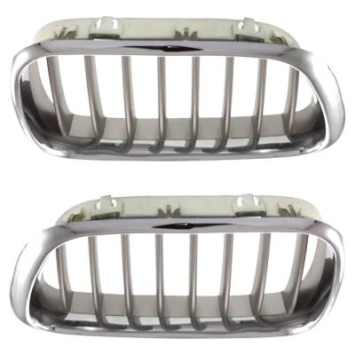 Rareelectrical - Pair Chrome Kidney Grille L+R Set W/ Silver Insert Compatible With 2000-2003 Bmw X5 4.4I 4.4L - Image 5