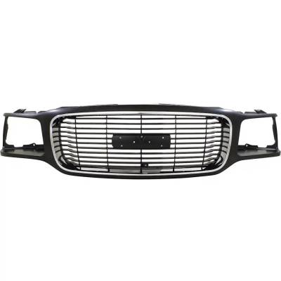 Chrome Black Insert Grille Assembly Compatible With 1992-2000 Gmc Yukon Denali 5.7L (99-00) Gt 5.7L