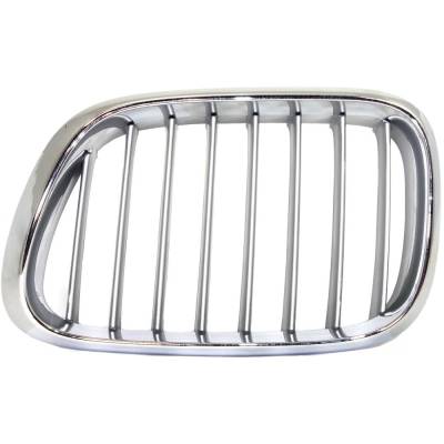 Left Chrome Kidney Grille W/ Silver Insert Compatible With 2000-2003 Bmw X5 4.4I 4.4L (00-03) 4.6Is