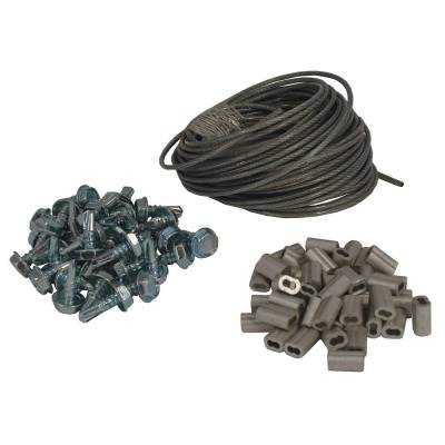 25Ft Aircraft Cable Lanyard Kit With 270 Lb Test Rating, 35 Zinc Plated Screws, 50 No-Rust Aluminum