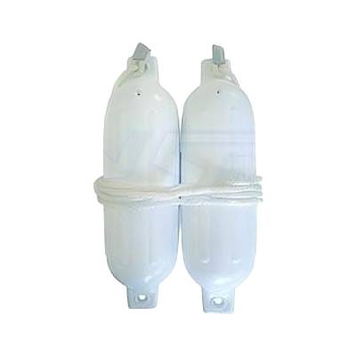 White Boat Fender Kit 20 X 5.5 Inch With 60-Inch Whip Lines 3/8-Inch Diameter Compatible With