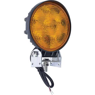 Amber Led Flood Work Light 4.5" Round 18W 500 Lumens 6-Led 60° Beam Pedestal Mount Compatible With